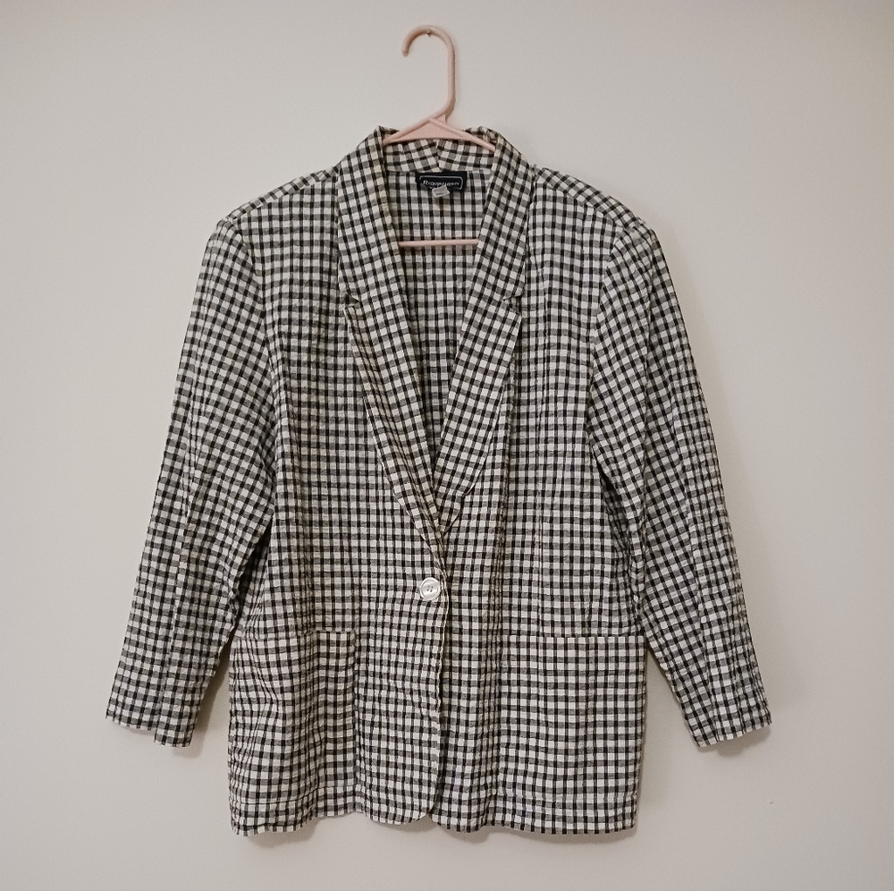 Vintage 80's Black and White Checkered Women's Blazer